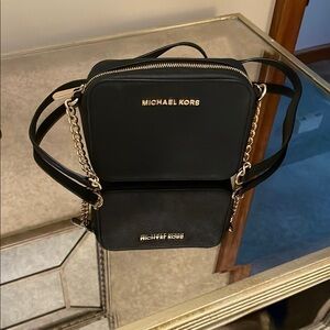 Michael Kors Black Crossbody Bag with Gold Hardware
